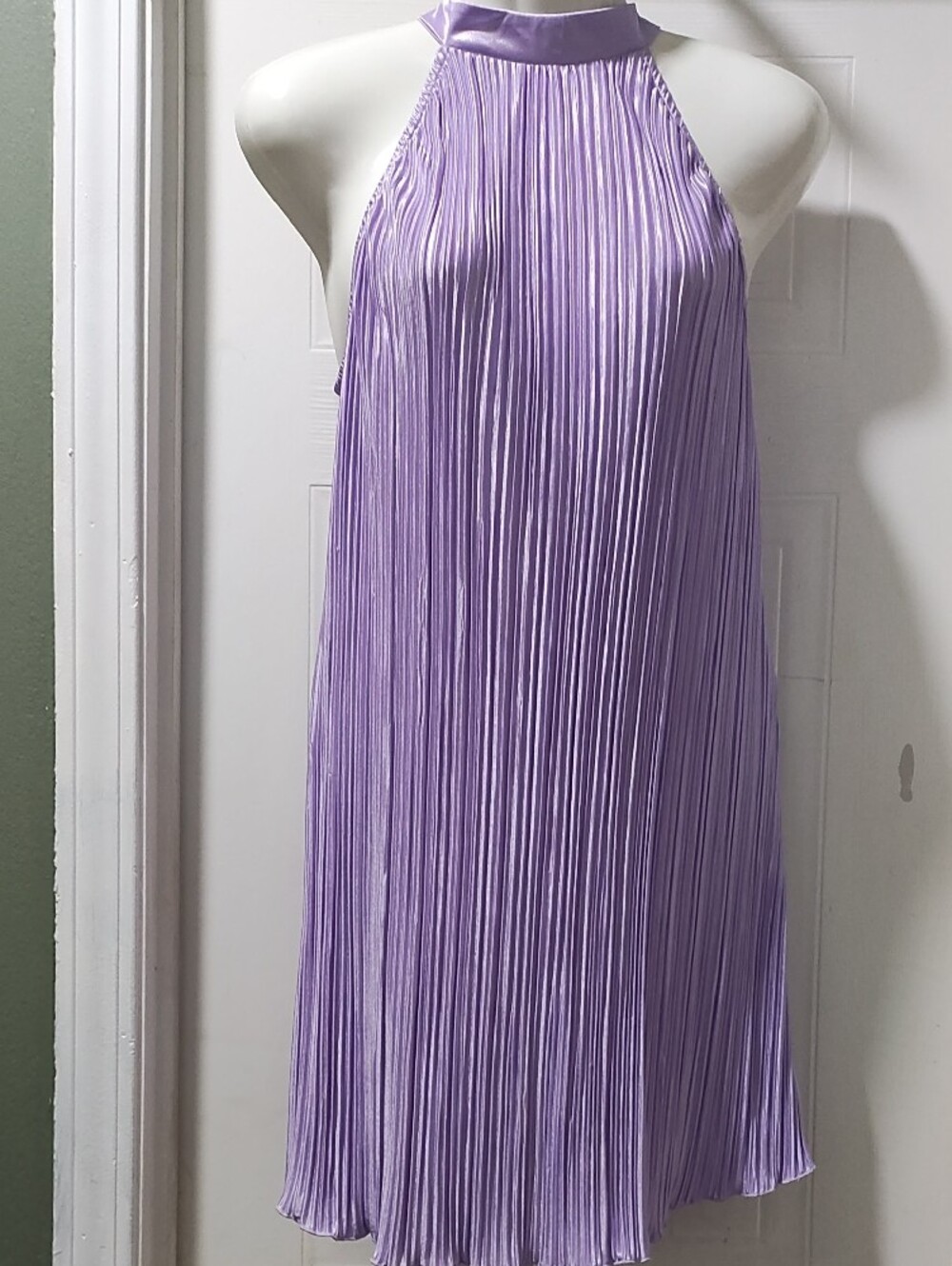 SHEIN Lavender Pleated Halter Mini Dress - Picture 2 of 11